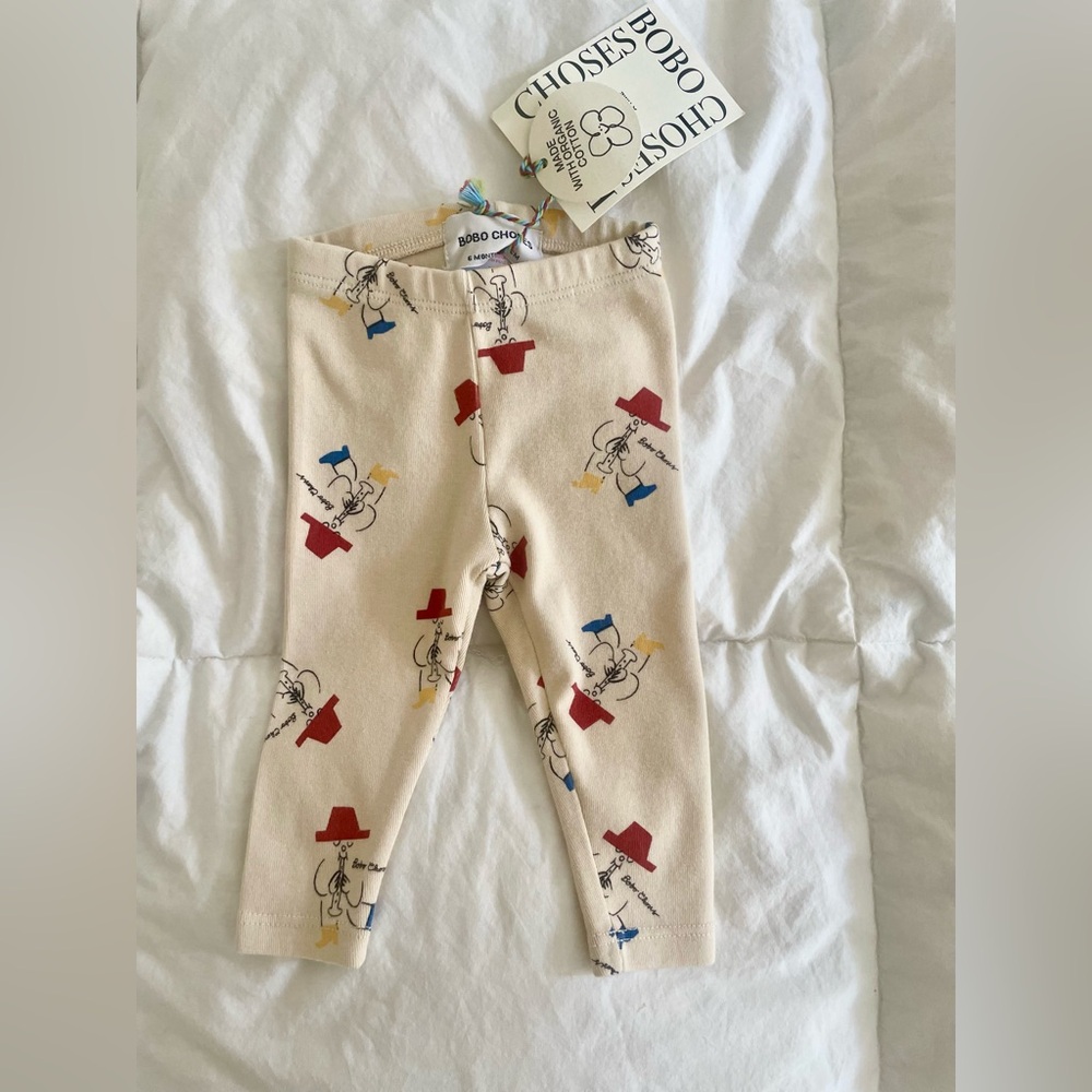 Bobo Choses Cream Leggings with Cowboy Motif